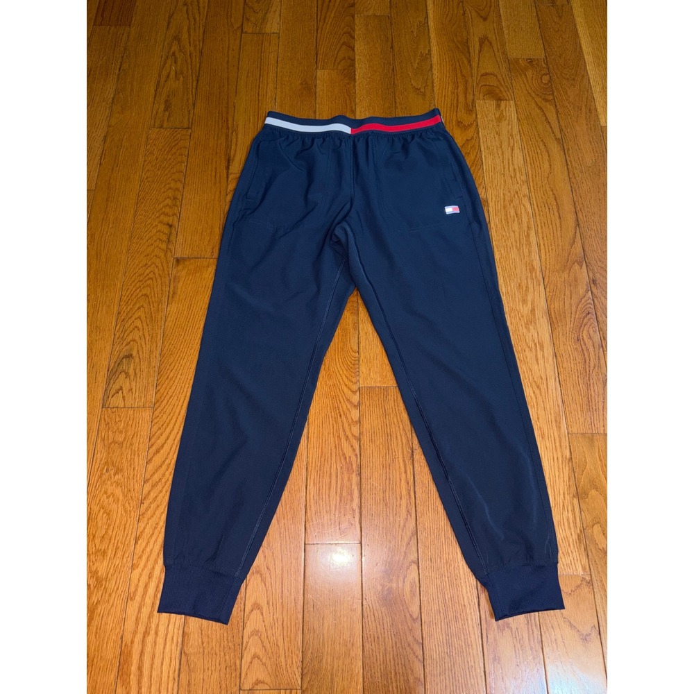 Tommy Hilfiger Sport Navy Blue Striped Waistband Jogger Pants size Small